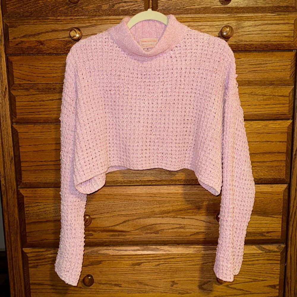 Urban Outfitters S pink chunky Mock Neck Cropped Sweater
